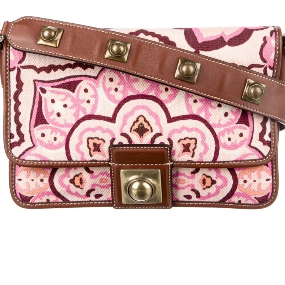 Etro Motif Leather Trim Shoulder Bag